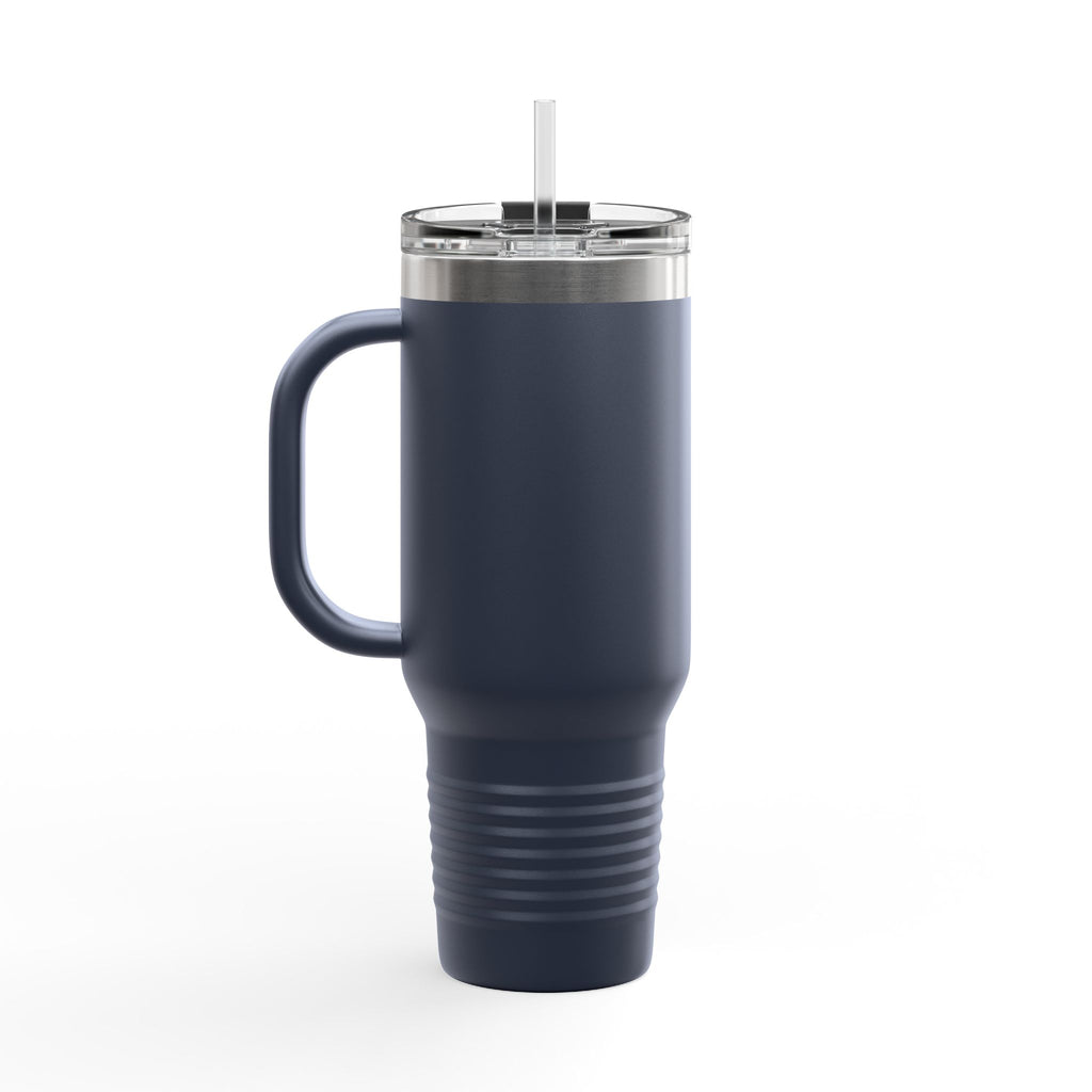 Anchored Away 40oz Insulated Travel Mug — Nautical Anchor Sunset Design