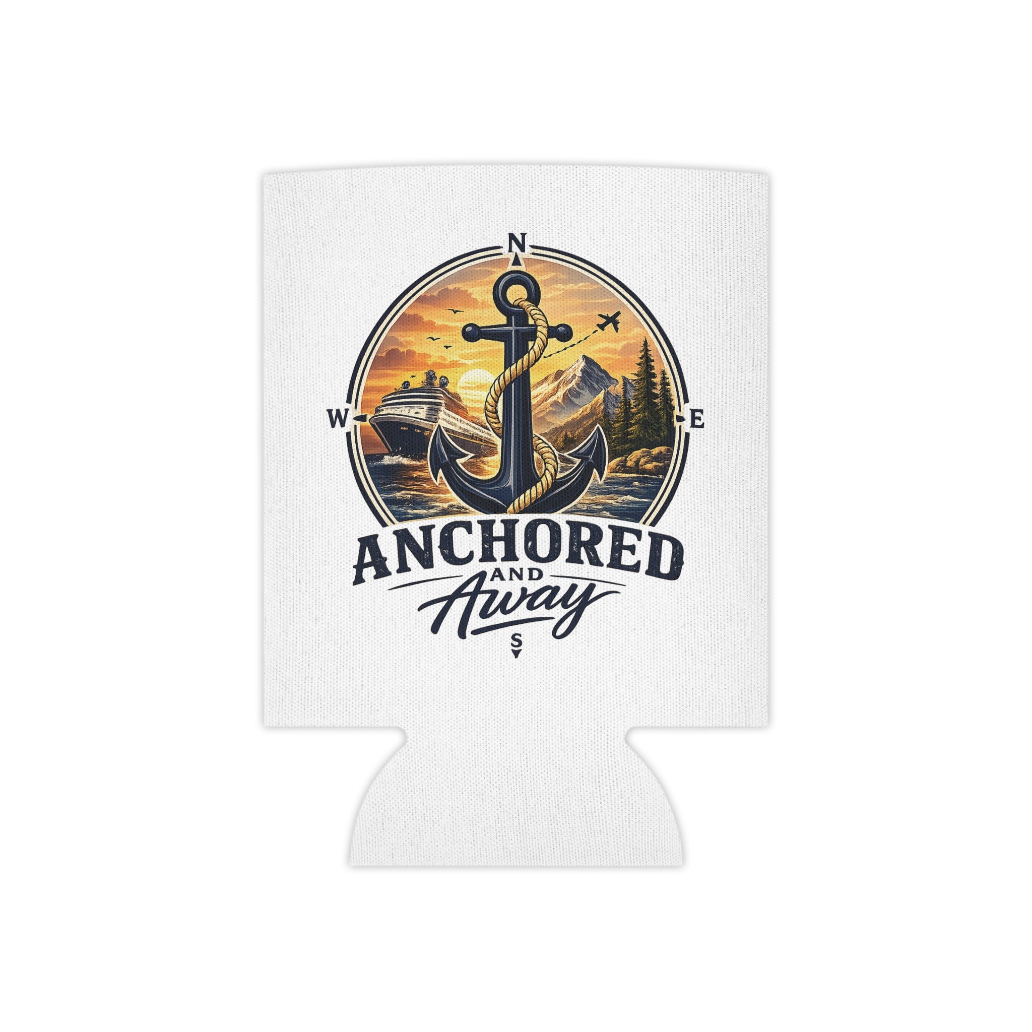Anchored and Away Nautical Can Cooler