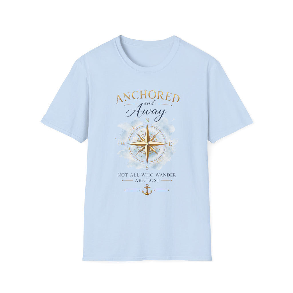 Anchored and Away Compass T-Shirt — Nautical Beachy Tee for Coastal Travel & Relaxation