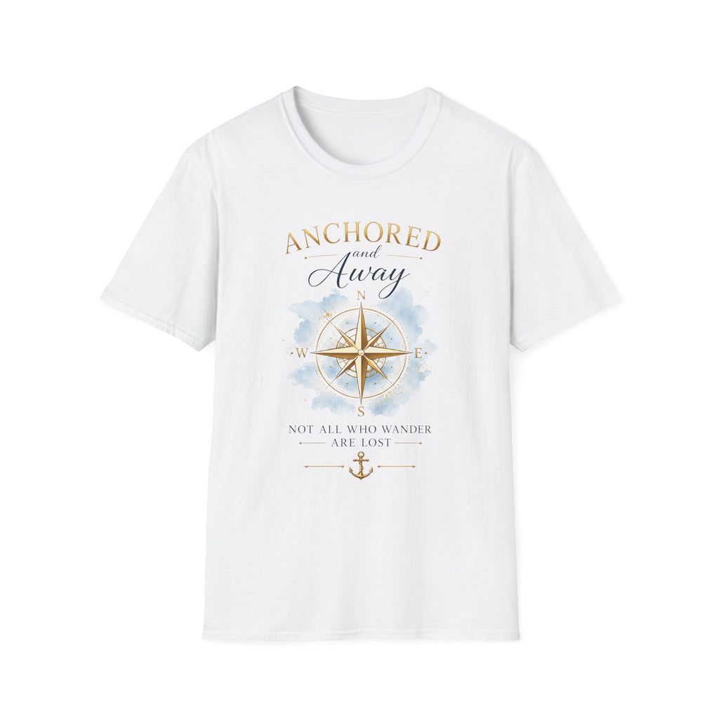Anchored and Away Compass T-Shirt — Nautical Beachy Tee for Coastal Travel & Relaxation