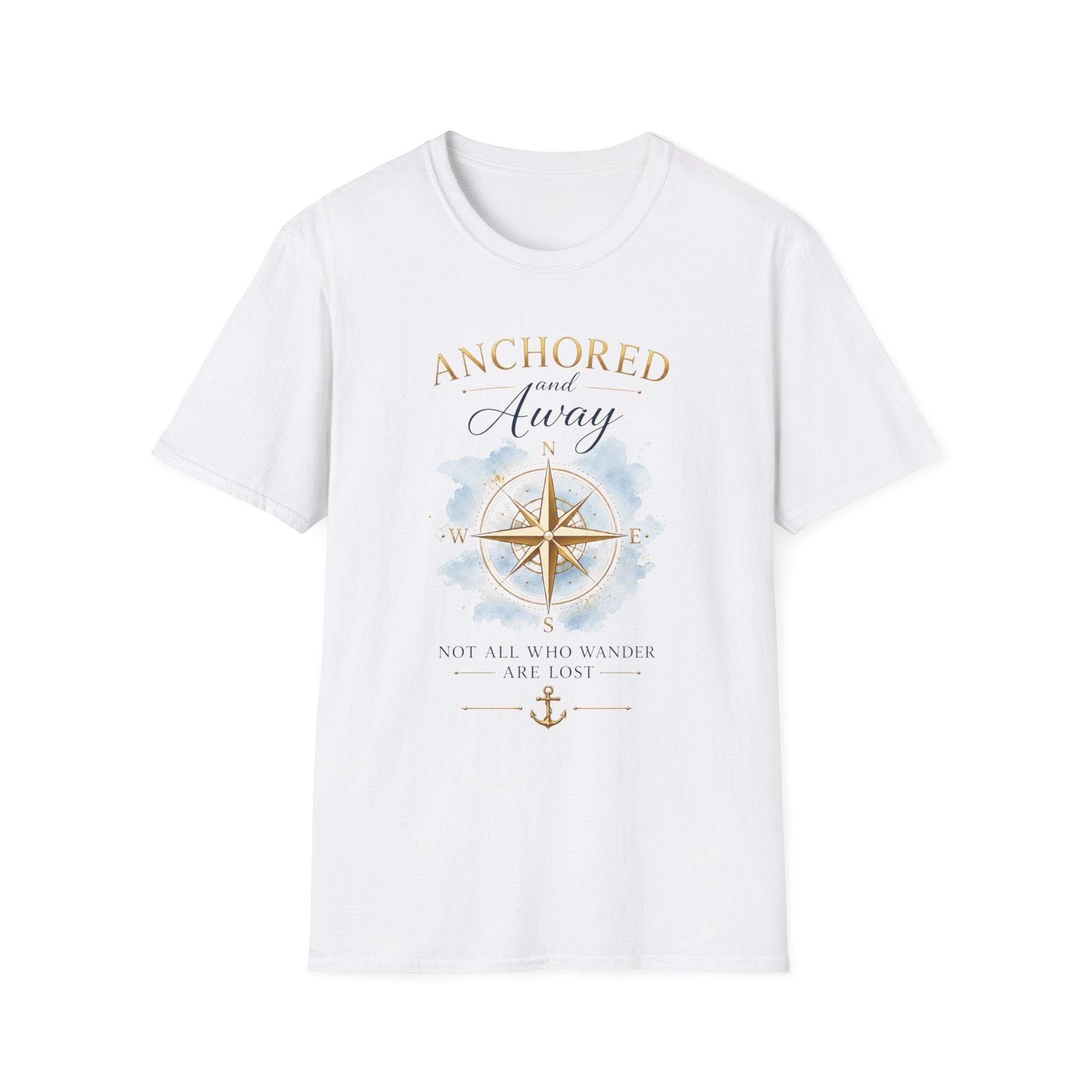 Anchored and Away Compass T-Shirt — Nautical Beachy Tee for Coastal Travel & Relaxation