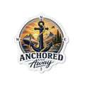 Anchored and Away Die-Cut Magnet — Nautical Anchor Compass Refrigerator Sticker