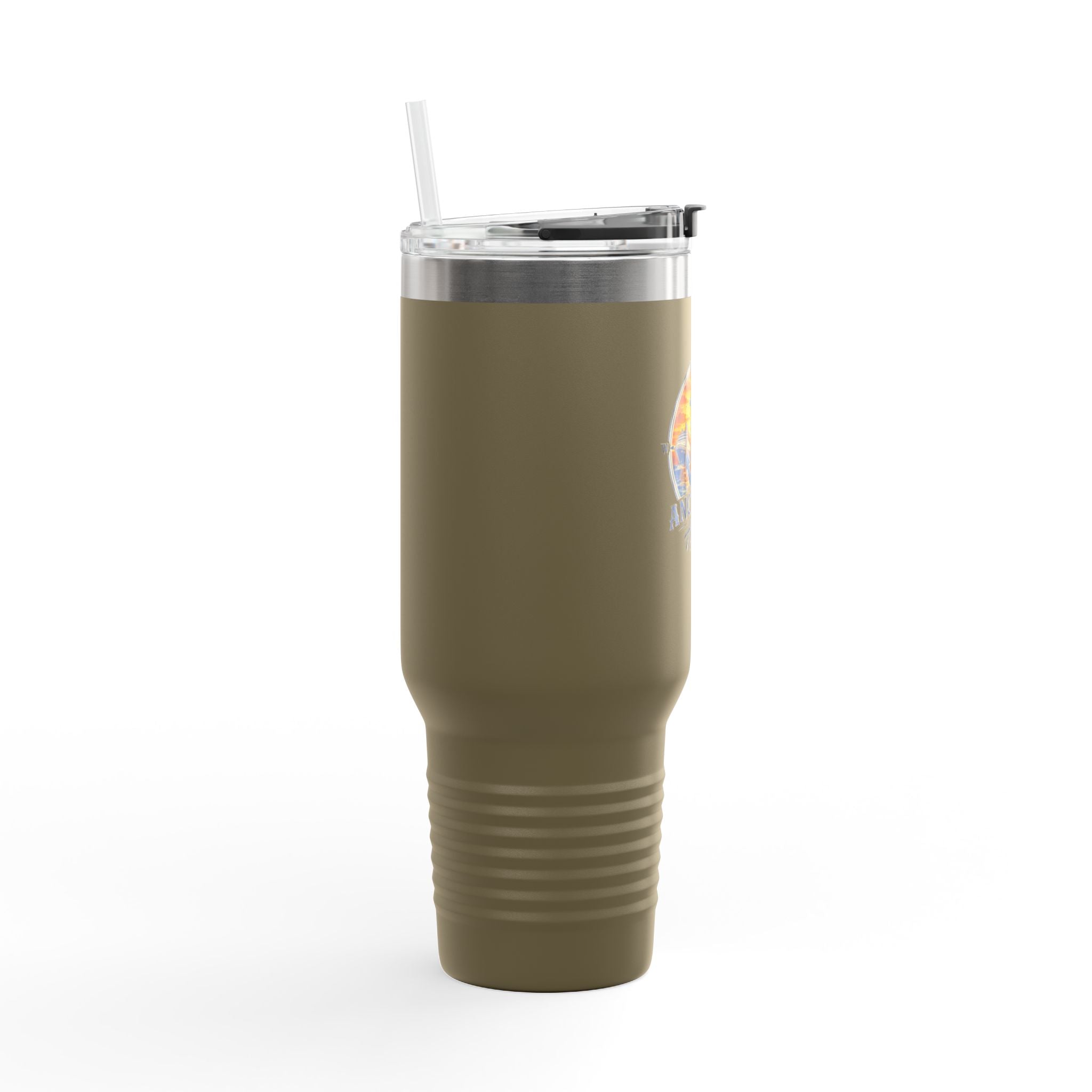 Anchored Away 40oz Insulated Travel Mug — Nautical Anchor Sunset Design