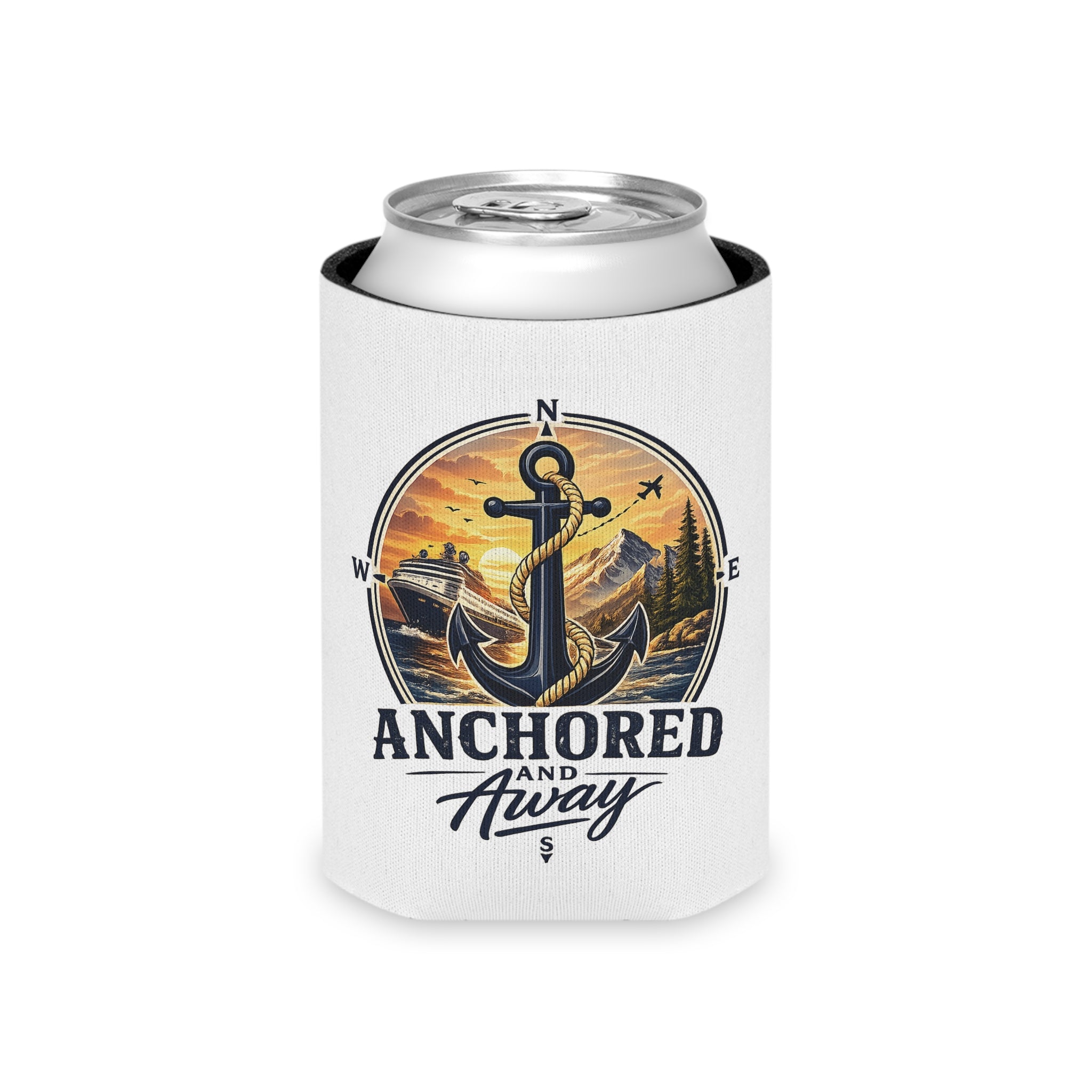 Anchored and Away Nautical Can Cooler