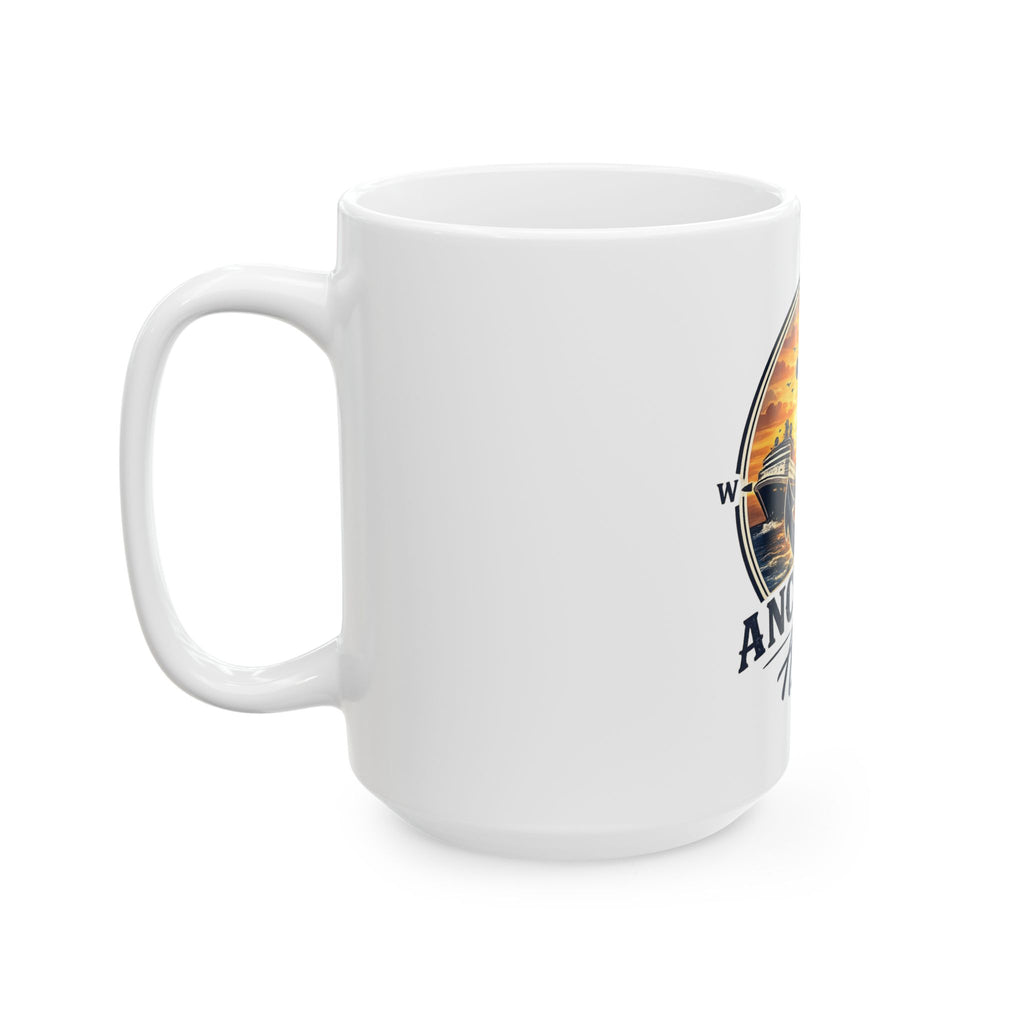 Ceramic Mug — Vintage Anchored Fishing Emblem Coffee Cup (11oz & 15oz)